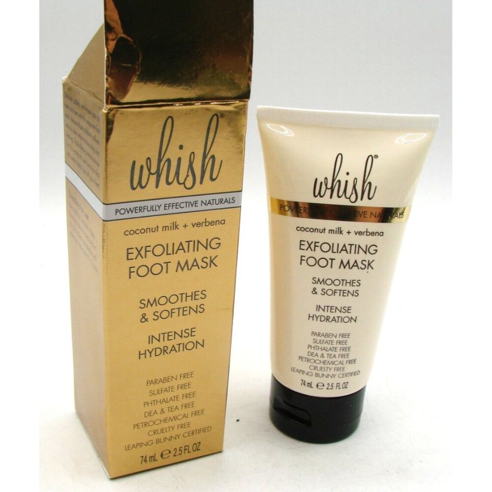 NEW Whish Coconut Milk and Verbena Hydrating Exfoliating Foot Mask 2.5 Floz Seal